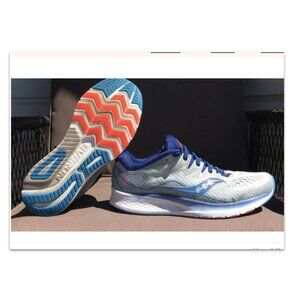 Saucony Ride ISO 2 Everun Gray Blue Mens US Size 9.5 S20514-1 Running Shoes